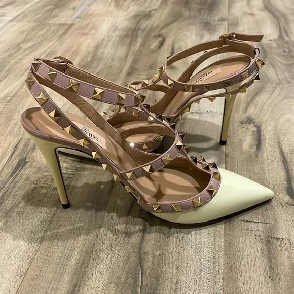 NWT VALENTINO GARAVANI PATENT ROCKSTUD CAGED PUMP 100MM - Picture 7 of 10